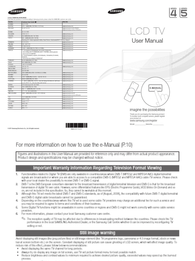 Samsung LCD TV User Manual | PDF | Hdmi | Waste Management