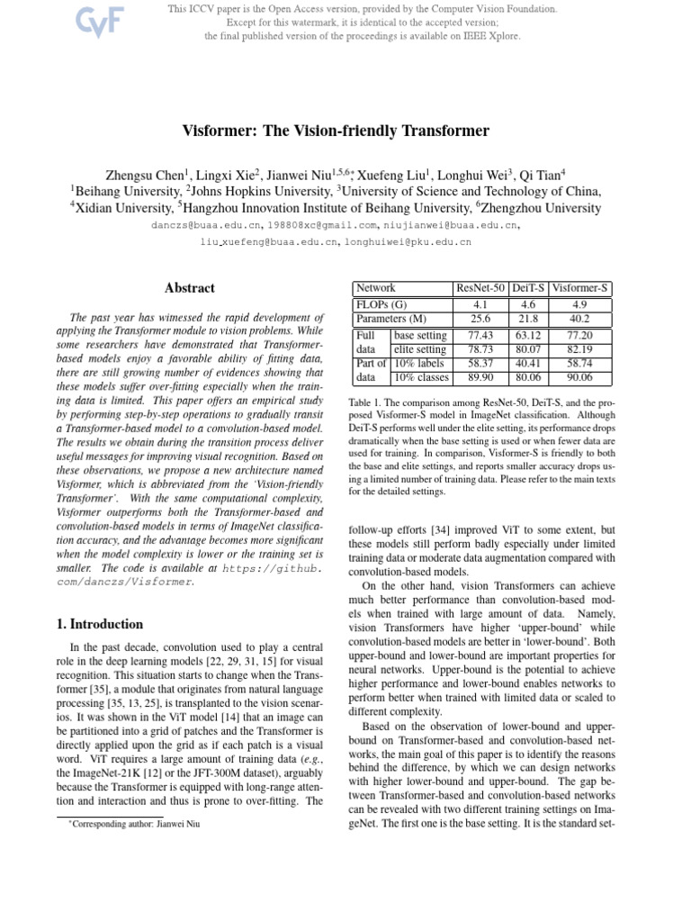 Visformer: Enhanced Vision Transformer | PDF | Computational ...