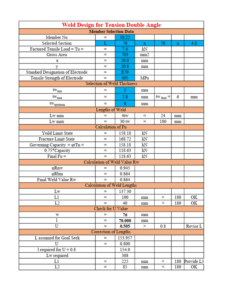 Weld Design and Capacity Calculations | PDF | Welding | Construction