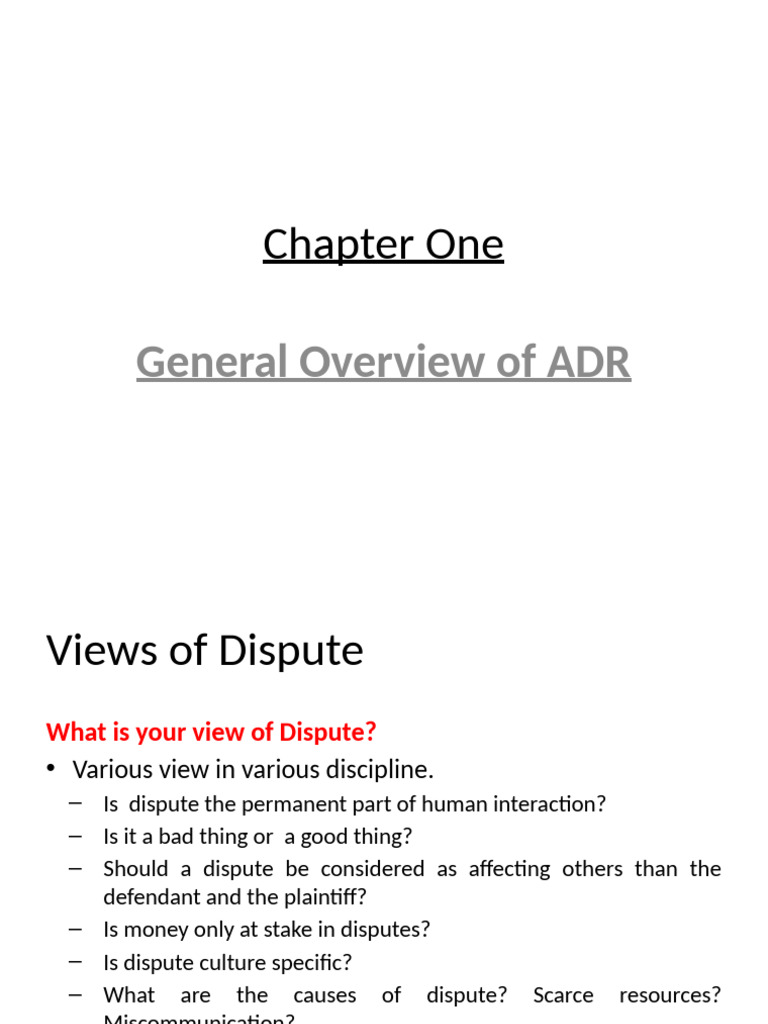 Overview of Alternative Dispute Resolution | PDF | Alternative Dispute ...
