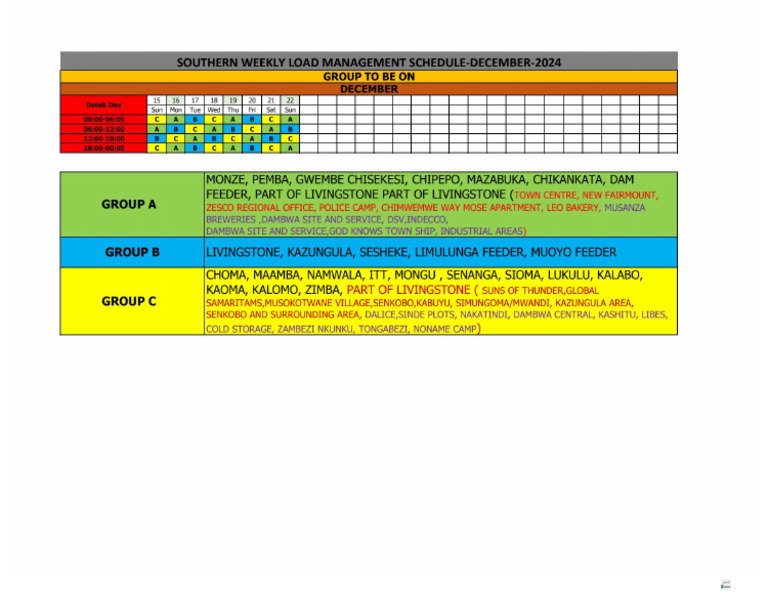 Power Rationing Schedule-14.12.2024 | PDF