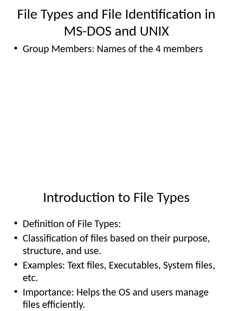 File Types in MS-DOS and UNIX | PDF