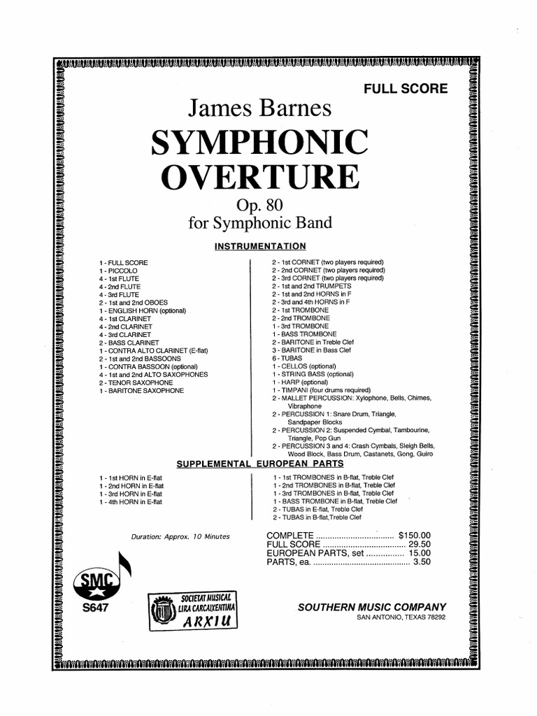 Symphonic Overture Score | PDF