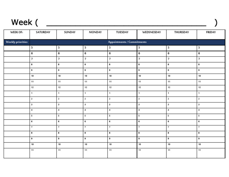 New Week Schedule Landscape | PDF
