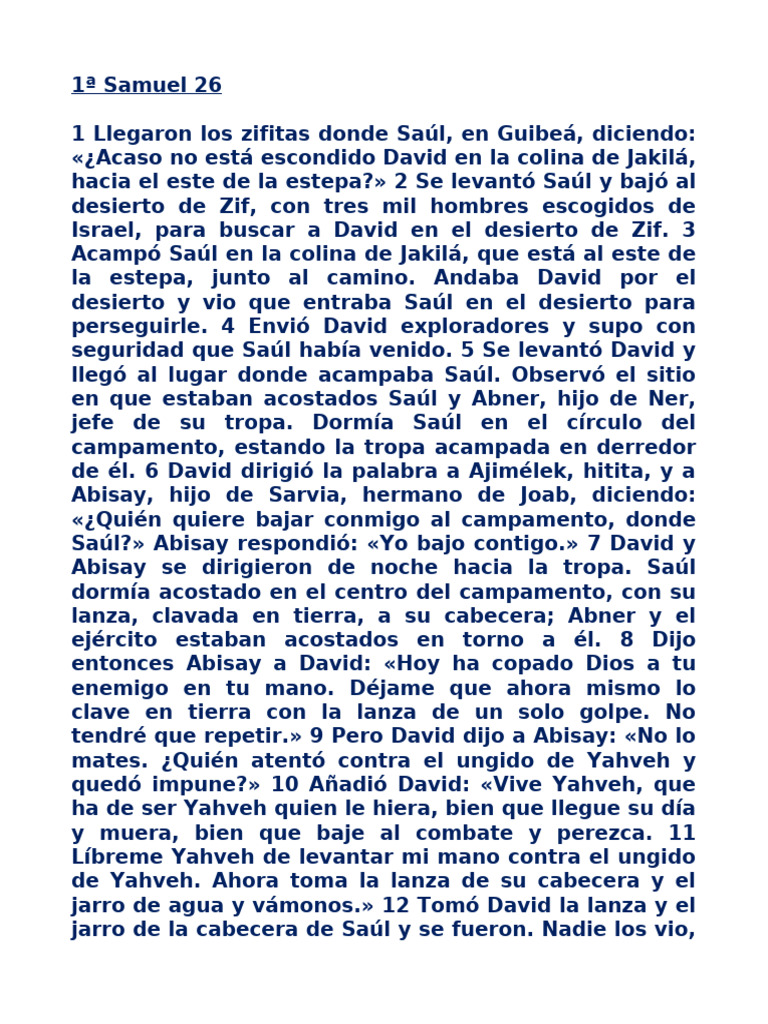 1 Samuel 26 | PDF | Saulo | David