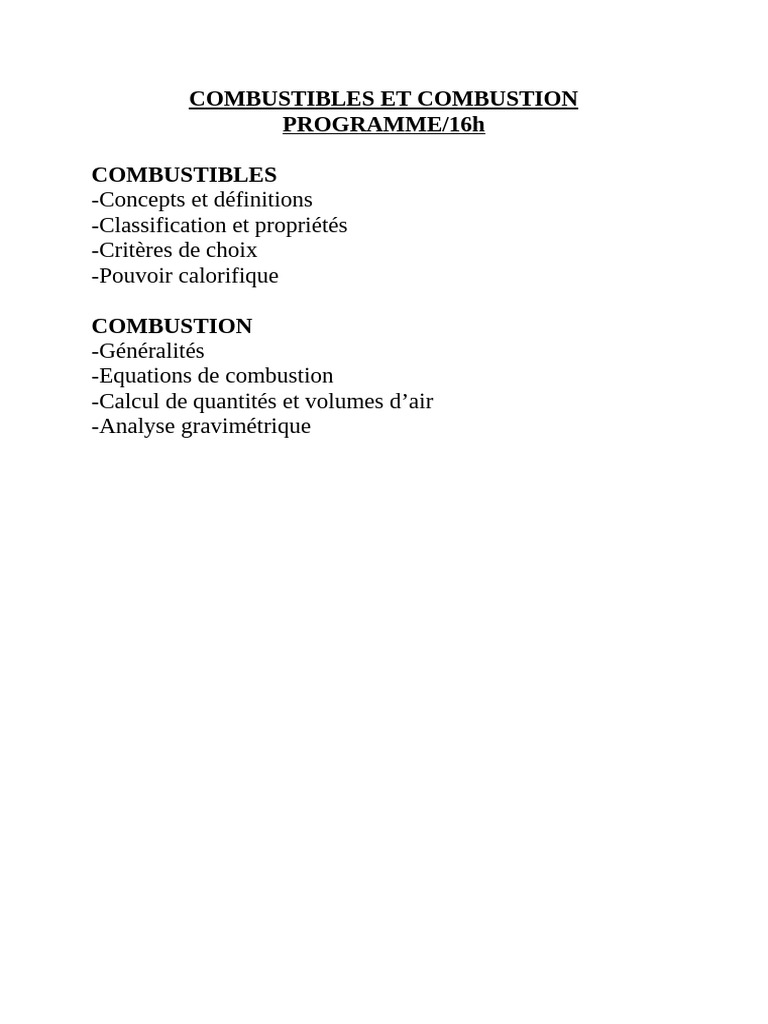 Combustibles et combustion : concepts clés | PDF | La combustion ...