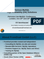 Percona Live: Various MySQL High Availability (HA) Solutions