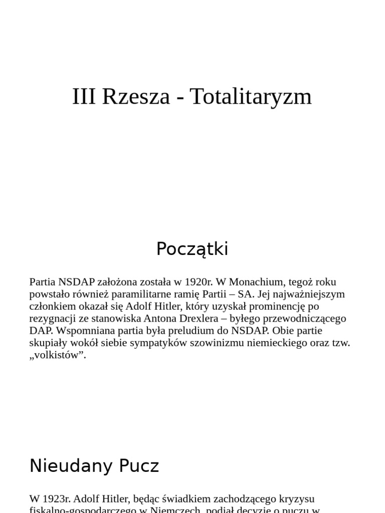 III Rzesza - Totalitaryzm | PDF