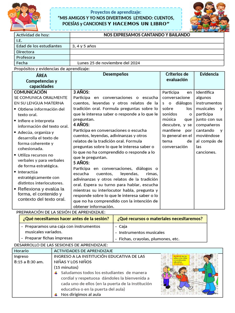 Expresión Musical para Niños de 3 a 5 Años | PDF | Aprendizaje | Canciones