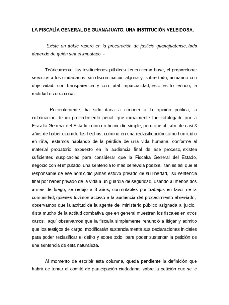 La Fiscalía General de Guanajuato | PDF