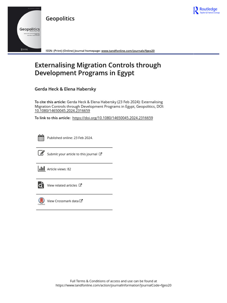 Egypt's Migration Control via EU Programs | PDF | Human Migration | Refugee
