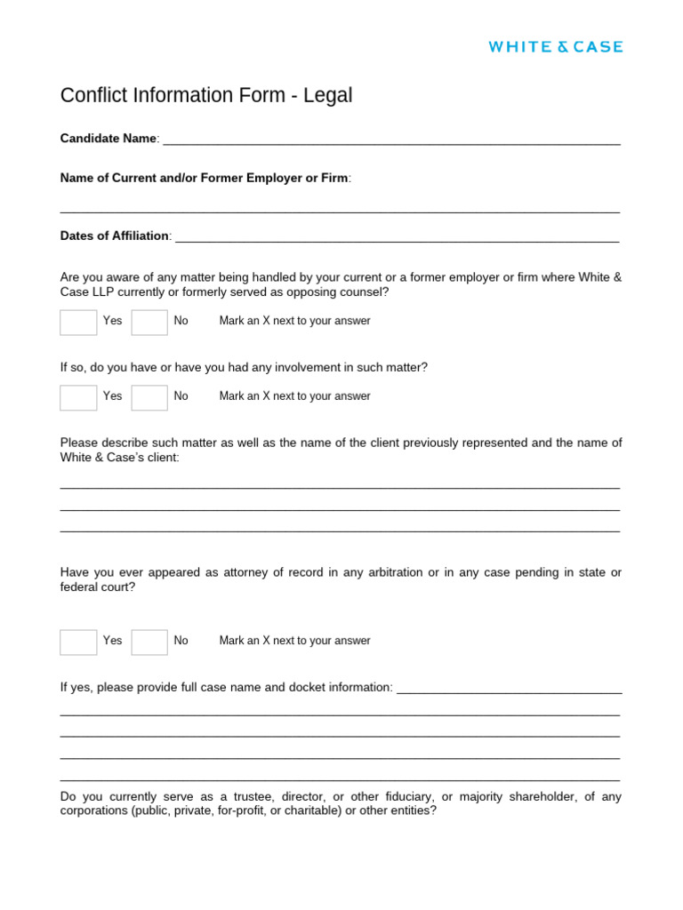 Global Conflict Information Form - Legal (0 | PDF | Business Law | Business