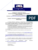 Chamada de trabalhos - Theodor Adorno e o estudo da poesia brasileira - Revista Literatura e Autoritarismo - até 20-02-2012