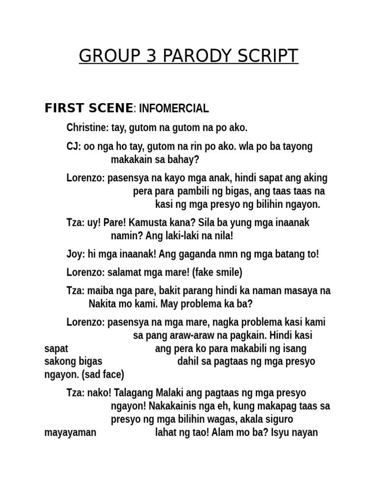 Group 3 Parody Script | PDF