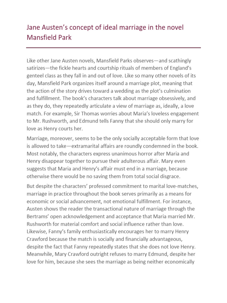 Jane Austen Pdf Mansfield Park