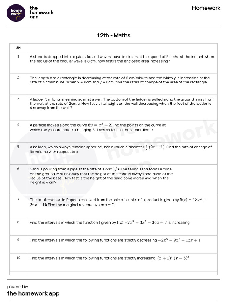 Math Problems on Rates of Change | PDF | Function (Mathematics ...