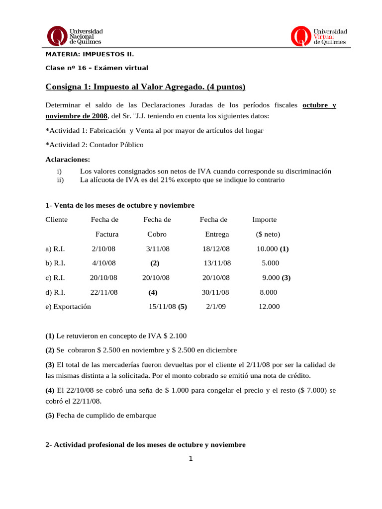 Clase #16 - Impuestos II - Exámen Virtual | PDF | Impuesto al valor ...