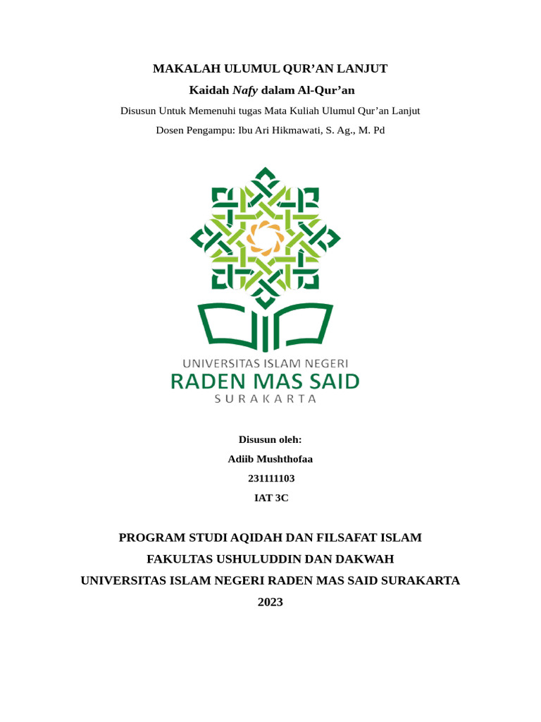 Adiib (103) UQL - AN-NAFYU | PDF