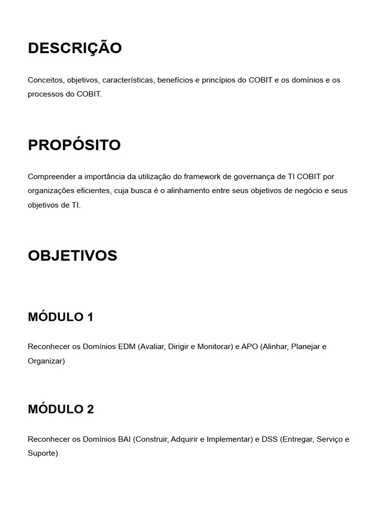 Entenda o COBIT: Governança de TI | PDF | Cobit | Tecnologia da Informação