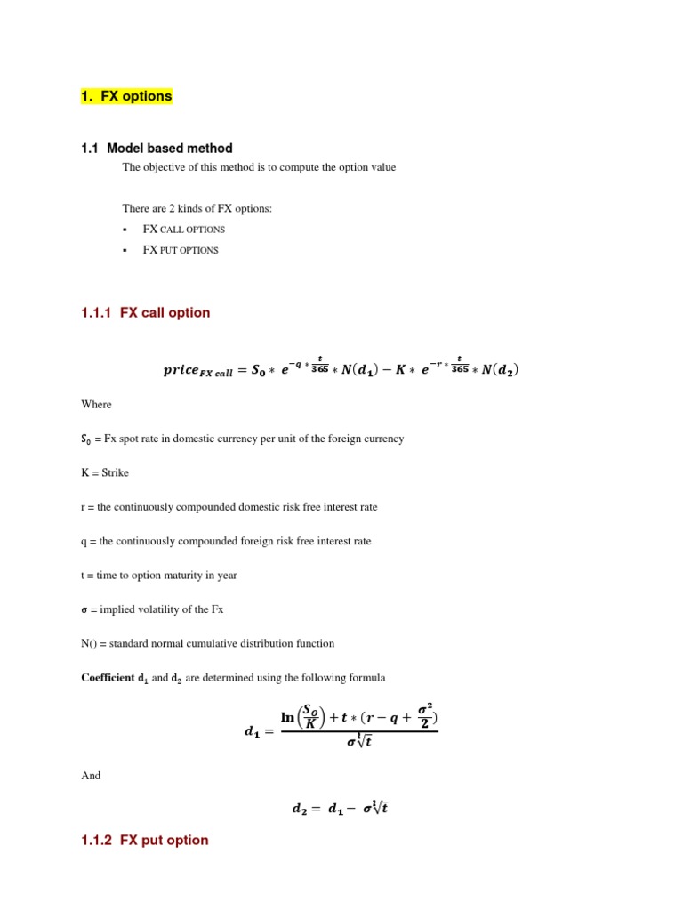 FX Options Pricing Models Explained | PDF