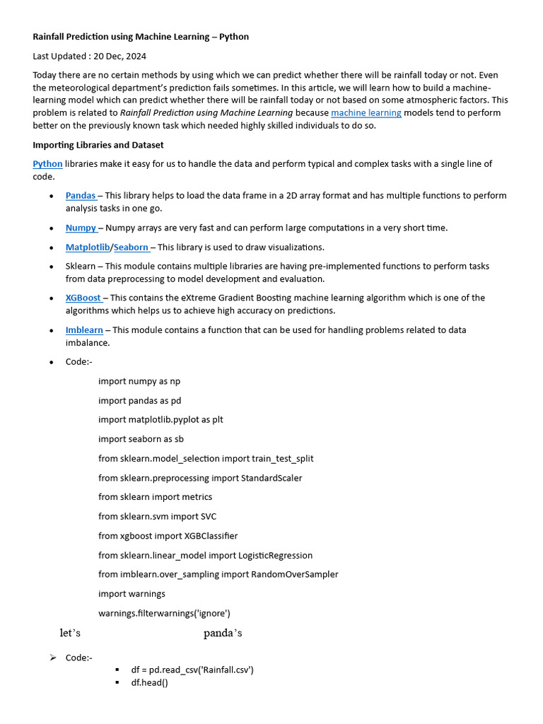 Rainfall Prediction using Machine Learning | PDF | Accuracy And ...
