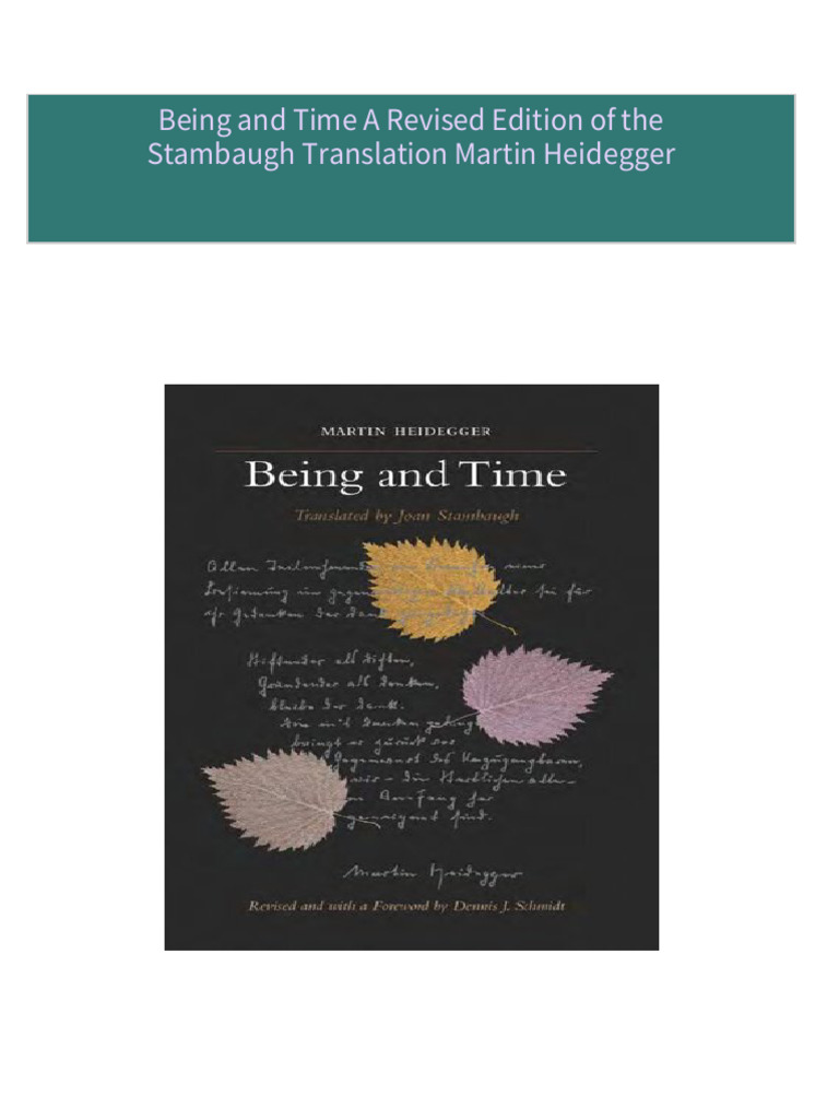 Being and Time A Revised Edition of the Stambaugh Translation Martin ...