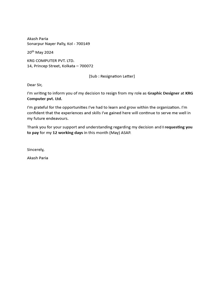 Resignation Letter from Graphic Designer | PDF