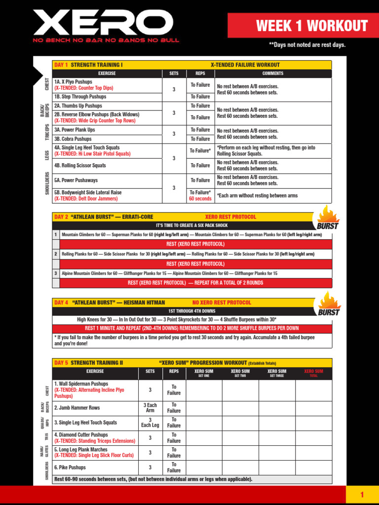 AthleanX XERO Workouts PDF Strength Training Physical Fitness