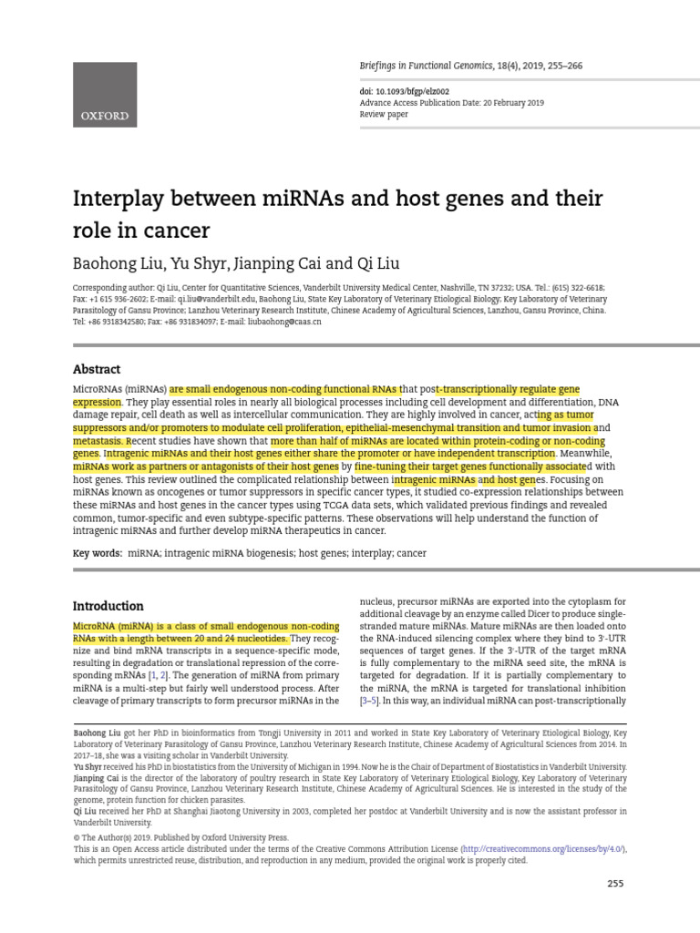 Liu 2019_microRNA | PDF | Micro Rna | Gene Expression