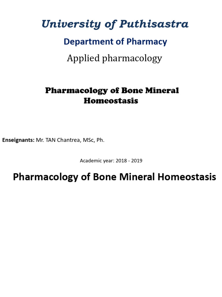 Pharmacology of Bone Mineral Homeostasis | PDF | Bone | Osteoporosis