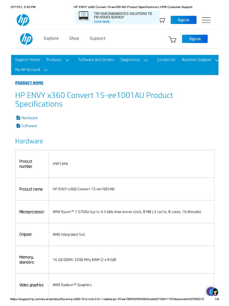 HP Specs | PDF