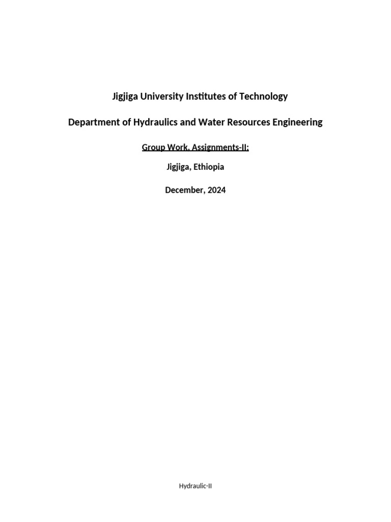 Hydraulic Engineering Assignments Guide | PDF