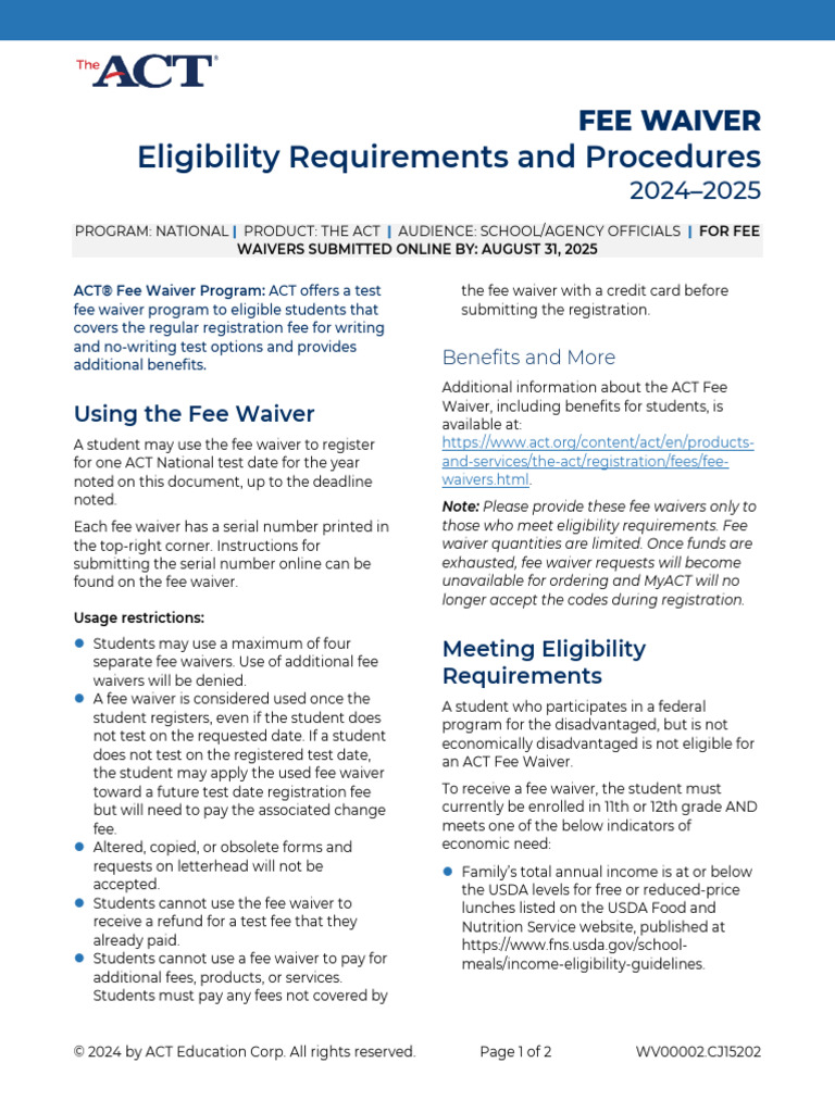 FeeWaiver | PDF | Fee