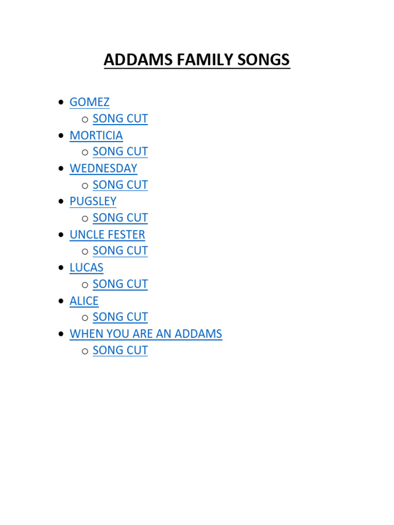 Addams Family Audition Packet | PDF