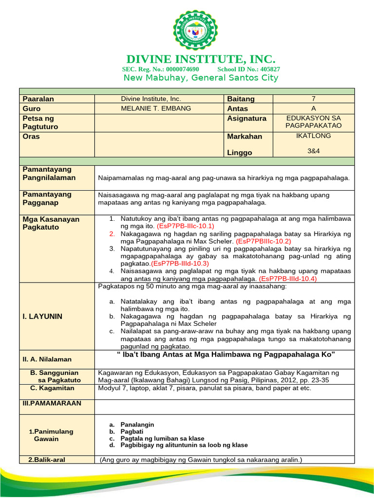 DLP 3rd Grading Esp7 Week 3&4 | PDF
