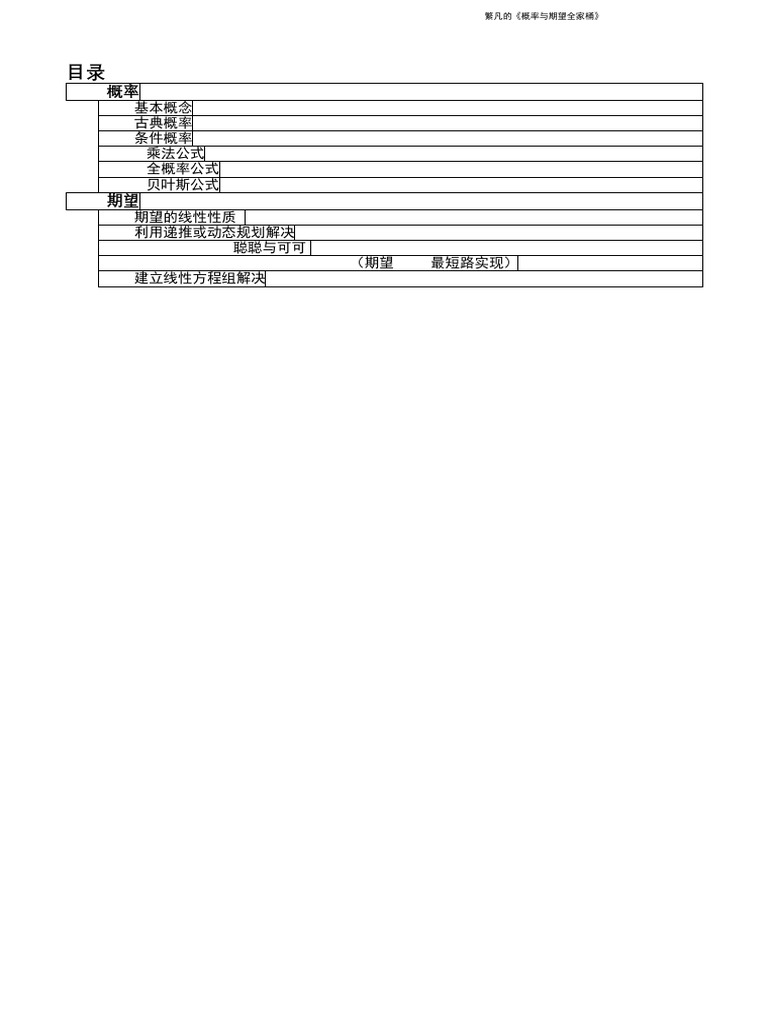 繁凡的《概率与期望全家桶》 | PDF