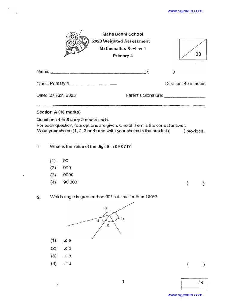 Primary 4 Math Review 2023 Assessment | PDF