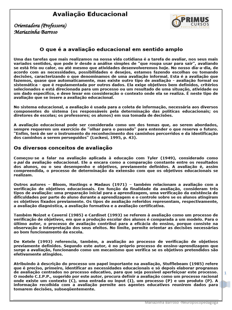 Conceitos de Avaliação Educacional | PDF | Aprendizado | Escolas