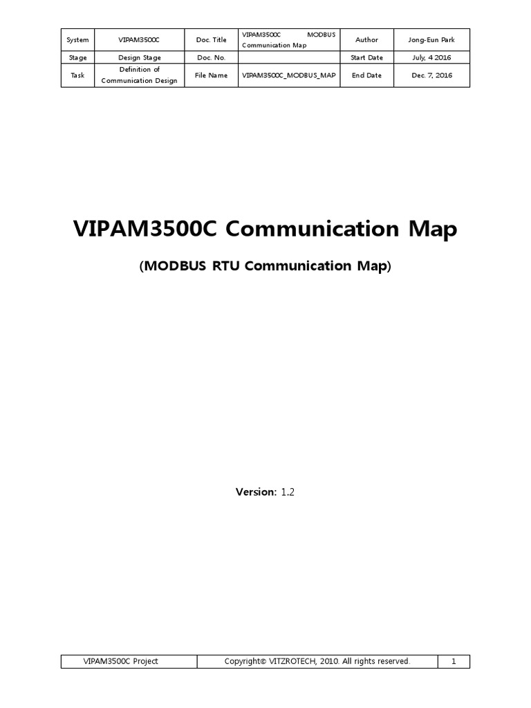 VIPAM3500C MODBUS Communication Map | PDF | Ac Power | Internet Protocols