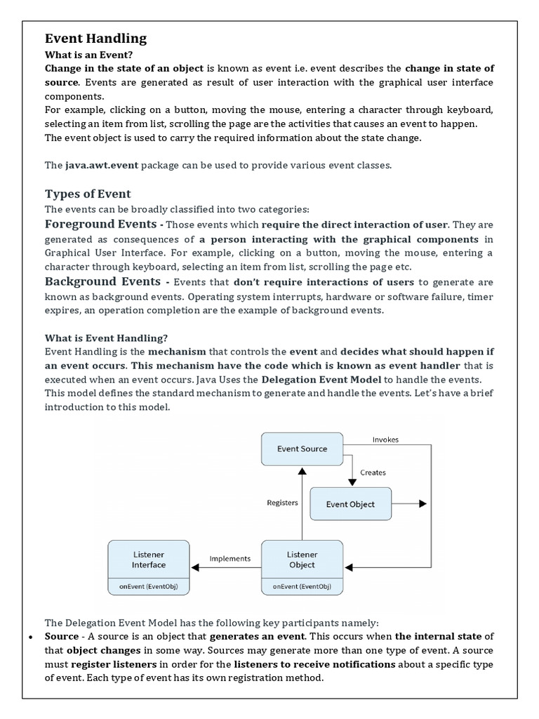 Understanding Java Event Handling | PDF | Window (Computing) | Class ...