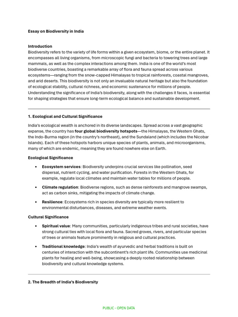 Biodiversity In India Pdf Biodiversity Conservation Biology