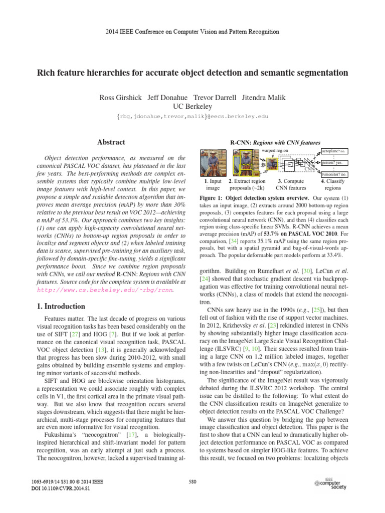 Rich Feature Hierarchies for Detection | PDF | Image Segmentation ...