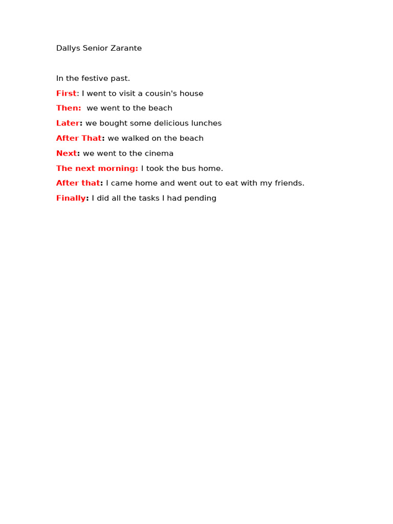 Sequence Words - Dallys Senior | PDF