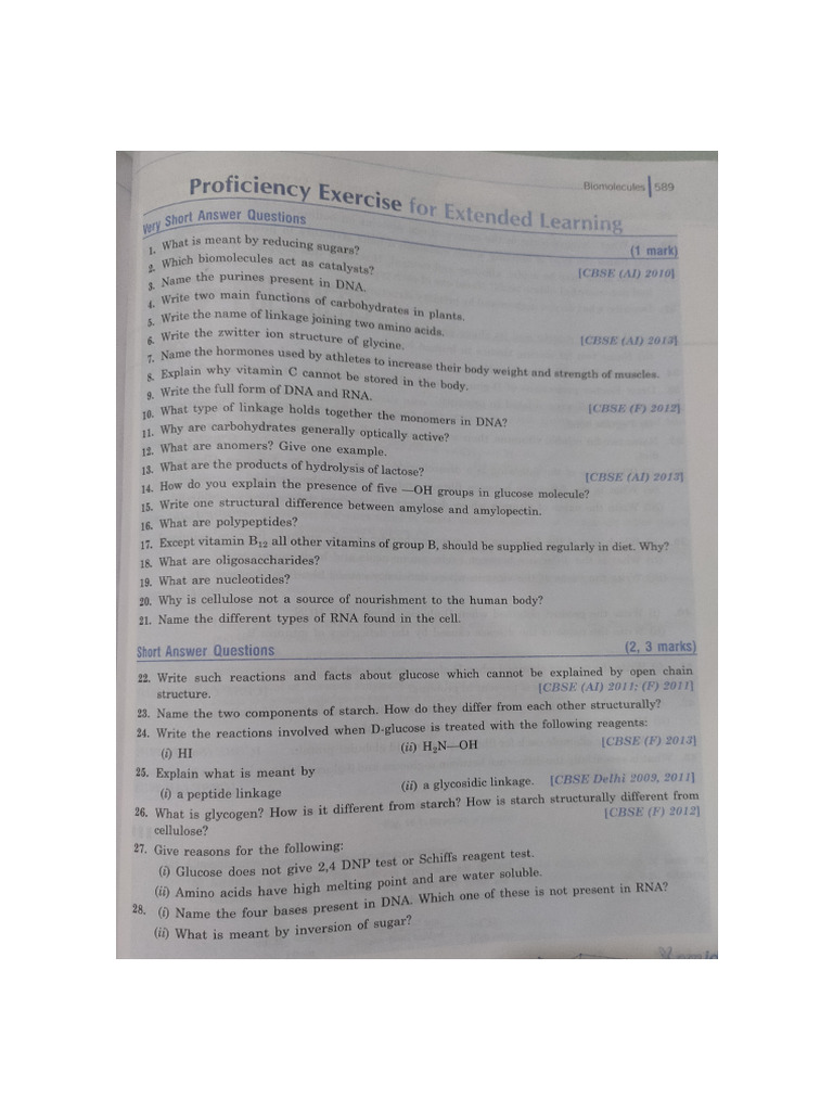 Biomolecules Worksheet | PDF