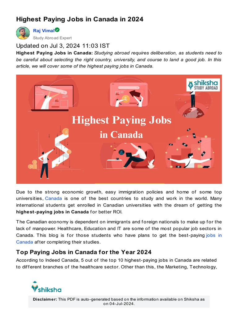 HIGHEST PAYING JOBS | PDF | Cost Of Living | Economies