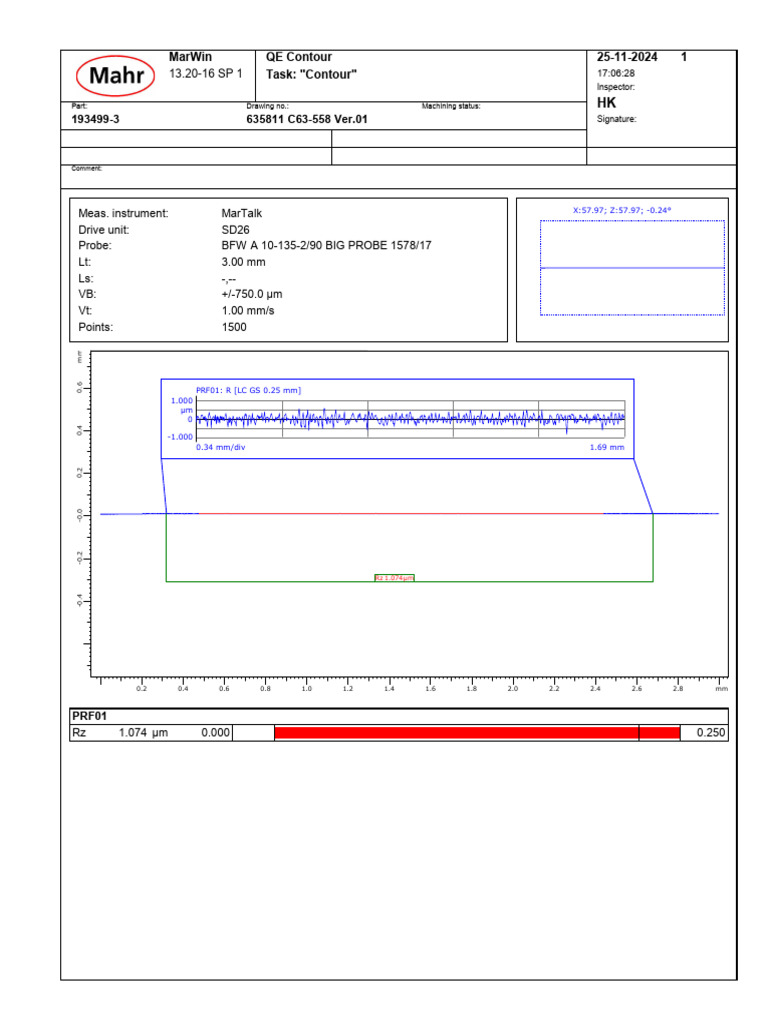 Contour Inspection Report for Part 193499-3 | PDF