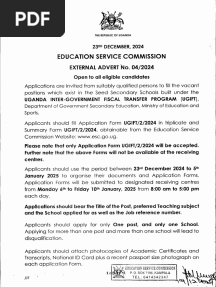 JOBS- Ugandan Government is Recruiting 2,000 Teachers for New Seed Secondary Schools