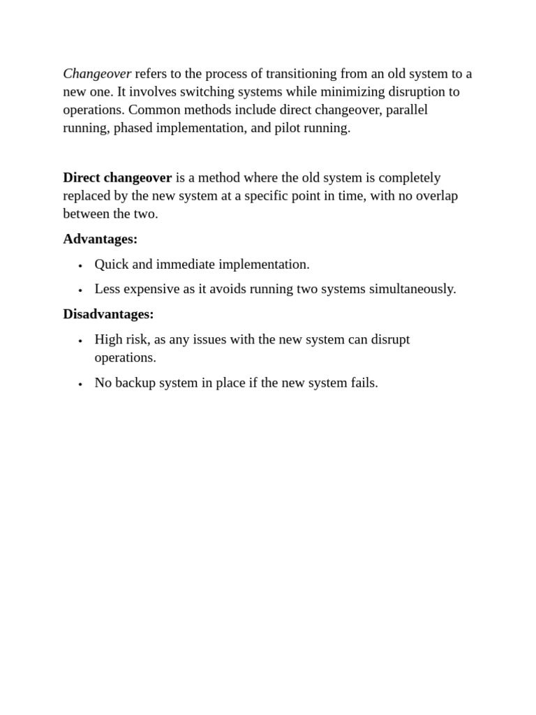 Changeover | PDF