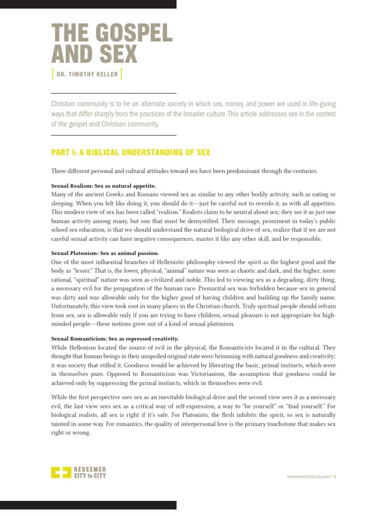 The Gospel and Sex, Tim Keller PDF Marriage First Epistle To The Corinthians
