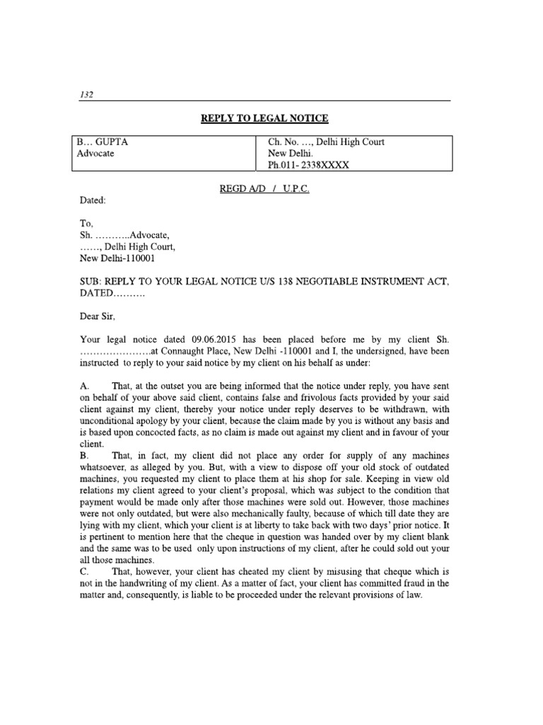 Reply To Notice | PDF